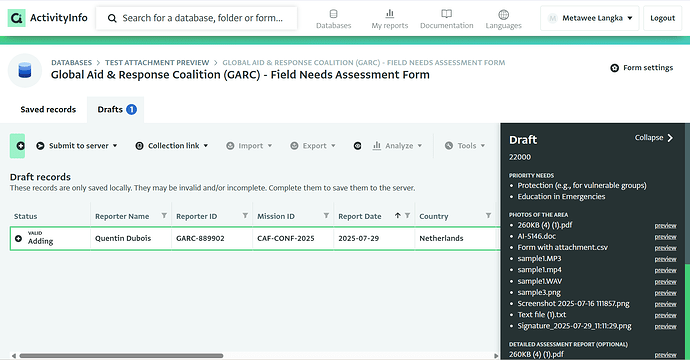 Attachment preview can be access from the record detail panel