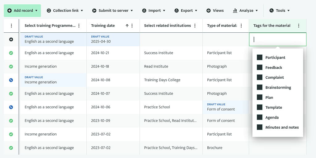 Interactive Table - Roadmap - ActivityInfo User Community